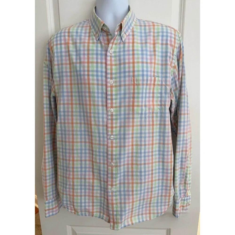 J. Crew Men’s Long Sleeve Cotton Plaid Shirt, XL, Slim Fit, GUC